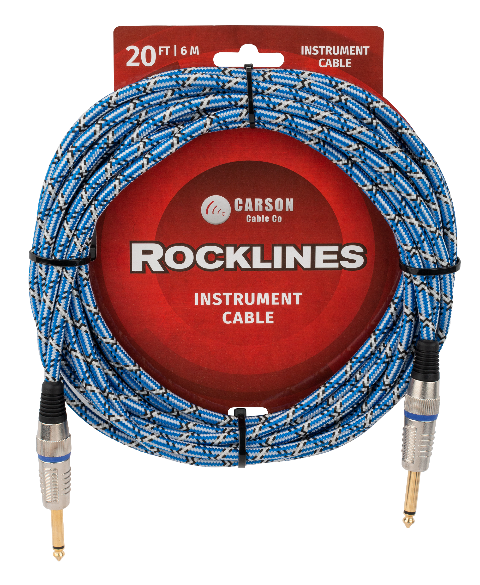 Carson | ROK20BL | 20 ft Noiseless Instrument Cable | Blue Carson | ROK20BL | 20 ft Noiseless Instrument Cable | Blue
